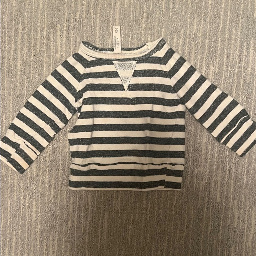 Childhoods Clothing Baby Pullover Sweatshirt | Striped grey and white | 6-12M